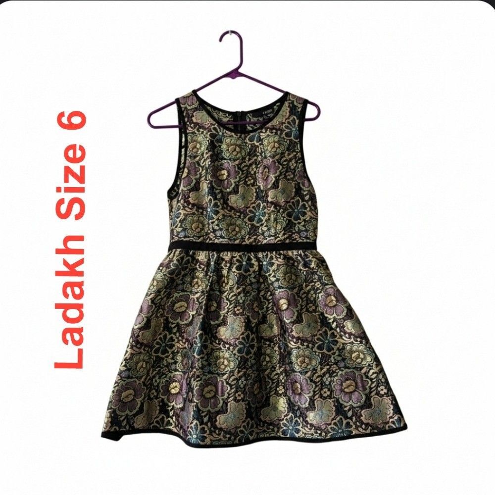 LADAKH Colorful Brocade Metallic Short Cocktail Dress Size 6